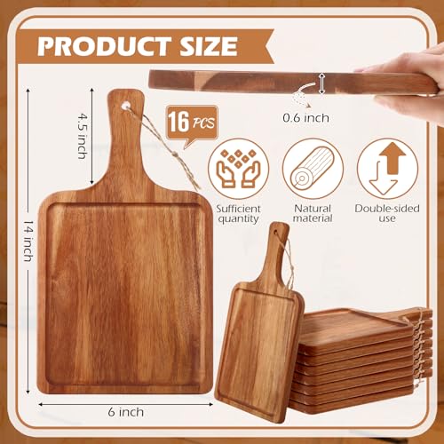 16 Pcs Acacia Wood Cutting Boards (14x8 Inch / Rounded Rectangle)