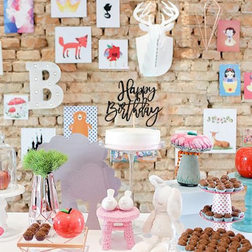 1 PCS Happy Birthday Cake Topper Glitter Happy Birthday Cake Pick for Celebrating Happy Birthday Anniversary Theme Party Cake Decorations Supplies Gold