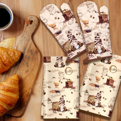 Kitchen Towels and Oven Mitts Set 5Pcs
