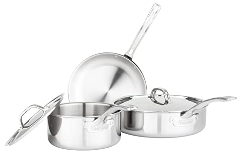 Culinary 3 Ply Stainless Steel Cookware Set with Metal Lids (5 Piece)