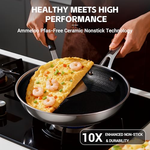 17 Pcs Hybrid Nonstick Stainless Steel Cookware Set