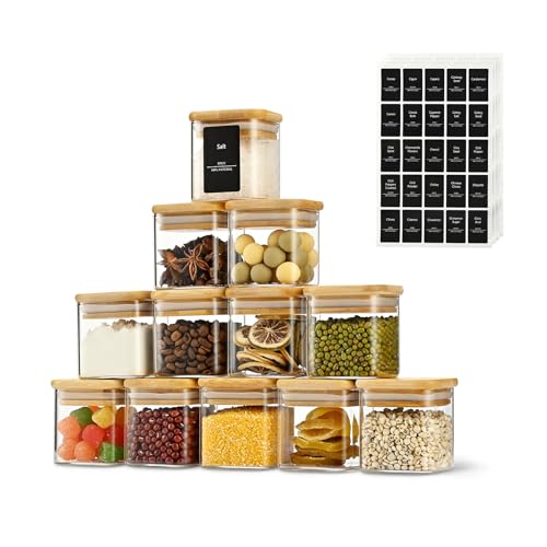 Airtight Glass Square Storage Containers with Bamboo Lids