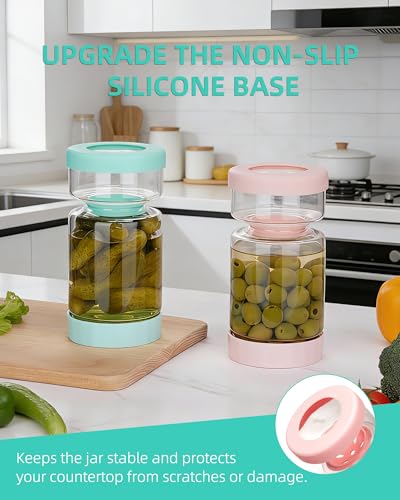 Glass Pickle Jar with Strainer Flip