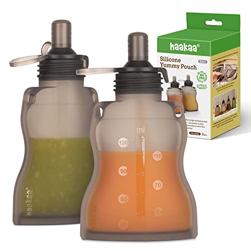 Reusable Baby Food Pouches Refillable Baby Squeeze Silicone Yummy Pouch