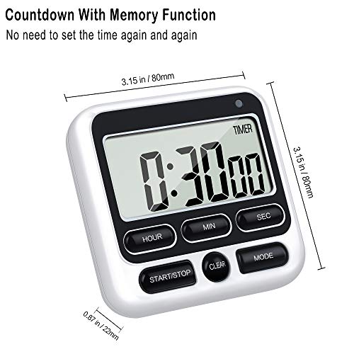 4-in-1 Digital Timer with Count Up/Down, Clock & Alarm, Ring & Silent Modes (Black)