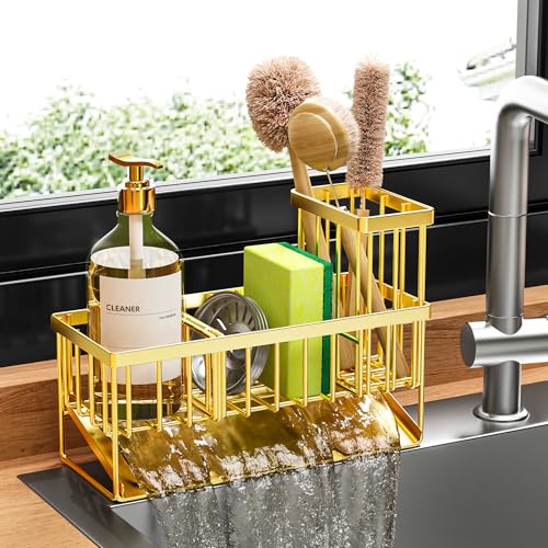 Kitchen Sink Caddy Organzier with High Brush Holder