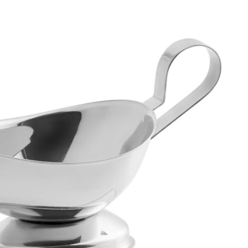 8 oz. Stainless Steel Gravy Sauce Boat Gadroon Base with Loop Handle Set of 12