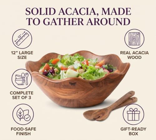 Wooden Salad Bowl Set