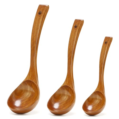 Best Wooden Spoons for Cooking Spoon Set Large Acacia Wood Ladles Spoon Kitchen Utensils Cooking Spatula Long Mixing Serving Spoons Baking Ladle Bamboo Stirring Spoons Kitchen Tools Utensil