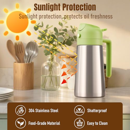 Oil Sprayer and Pourer (Stainless steel-Green)