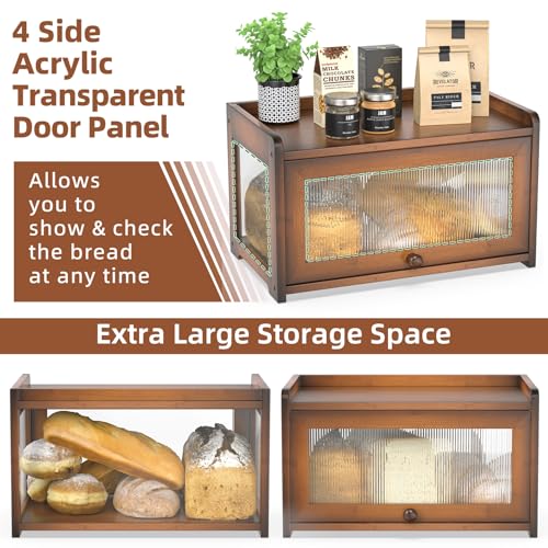Bamboo Bread Box for Kitchen Countertop (Amber)