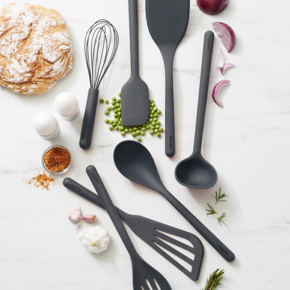 Silicone 7 Piece Cooking Utensil Set (7 Piece Utensil Set / Charcoal Gray)