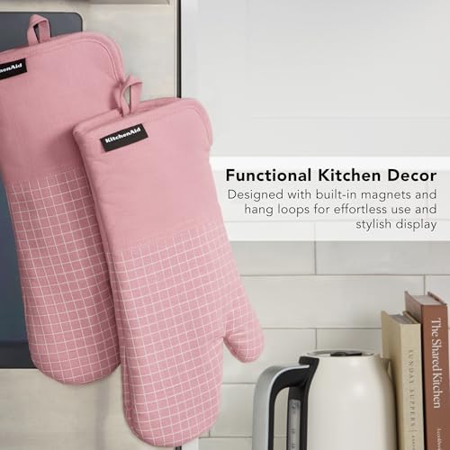 Gourmet Series Gridlines Oven Mitts 2 (Dried Rose)