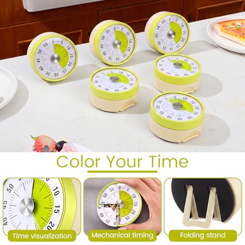 3 Pcs 60 Minute Magnetic Visual Timer Classroom Tool (Yellow)