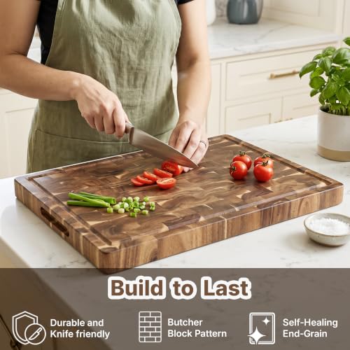 Acacia Wood End Grain Cutting Board (20"L x 15"W)