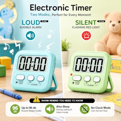 2 Pack Digital Timer for Kids Classroom Kitchen Timers for Cooking (2 * Amazing Macaron ( 98%+choice for Kids ))