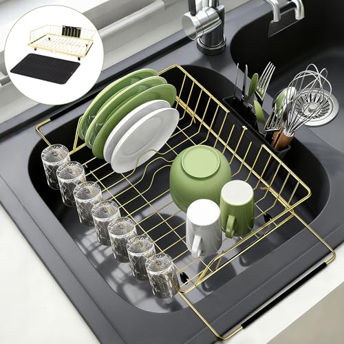 Dish Drying Rack (Gold / In sink,Extra Large)