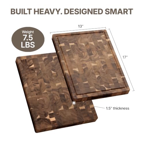 Acacia Wood End Grain Cutting Board (17"L x 13"W)