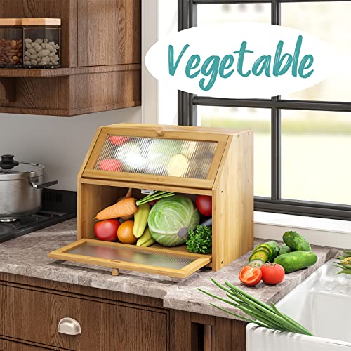 Bread Box for Kitchen Counter (Natural / Large)