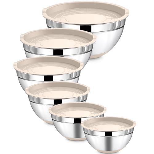 6 Piece Stainless Steel Mixing Bowls with Lids Set
