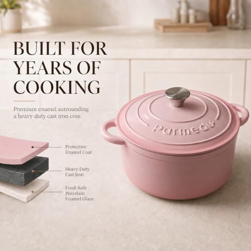 5.5QT Enameled Cast Iron Dutch Oven for Sourdough Bread Pink (Pink / 5.5QT)