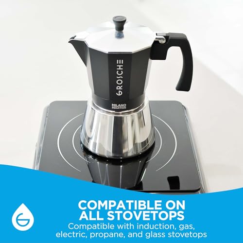 Milano Induction Stovetop Espresso Maker Moka Pot 6 Cup (6 espresso cups / Induction, Black)