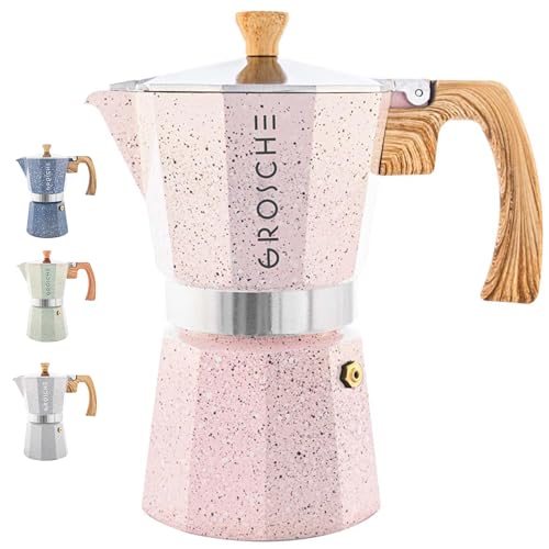 Milano Stovetop Espresso Maker Moka Pot 6 espresso Cup 9.3 oz Pink (6 espresso cups / Pink)
