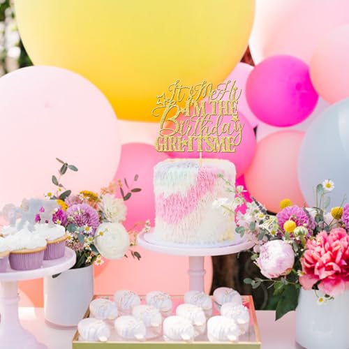 1 PCS Happy Birthday Cake Topper Glitter Happy Birthday Cake Pick Bunting Decor for Anniversary Celebrating Happy Birthday Party Cake Decorations Supplies Gold