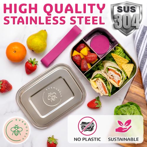 Bento Box Stainless Steel Lunch Box with Leakproof Condiment Container