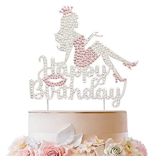 Rhinestone Lady Happy Birthday Cake Topper