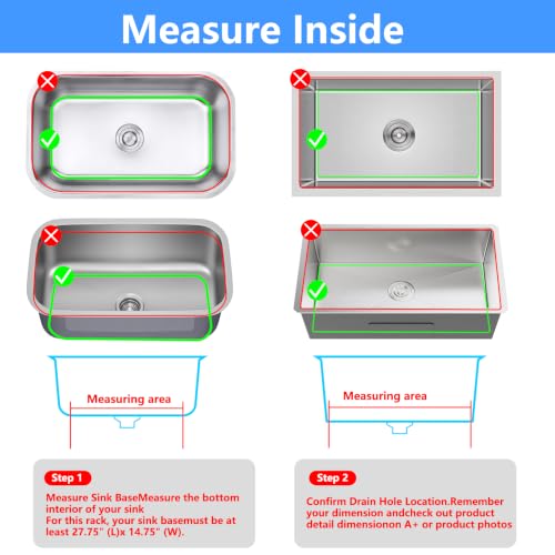 Sink Protectors for Kitchen Sink 28"x15"Center Silicone Sink Mat (28"x15"Center / Gray)
