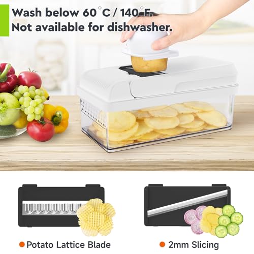 12-in-1 Vegetable Chopper, Food Veggie Chopper With Container (Black / 7 blades)