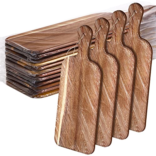 12 Packs Wooden Cutting Board Set with Handles Large Kitchen Serving Plain Chopping Board Bulk Gifts for Mom for Vegetables Meat Pizza Cheese Fruit Bread (16 x 5 Inch)