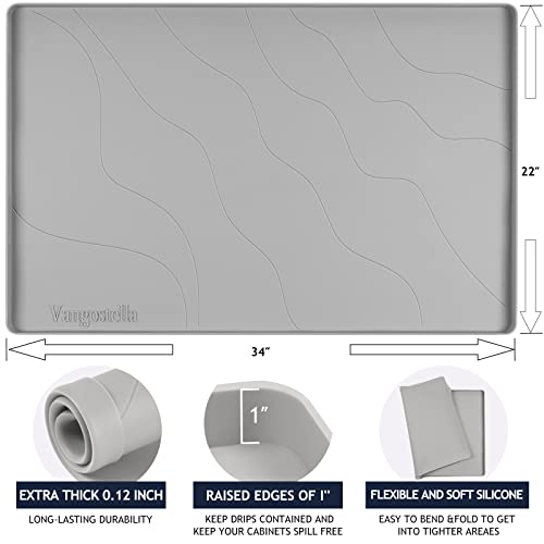 Heavy Duty Silicone Under Sink Mat for Kitchen&Bathroom 25" x 19" (Gray / 25'' x 19'' x 1'')