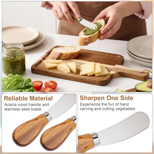 16set Acacia Wood Charcuterie Board with Knife (14 x 8 Inches)
