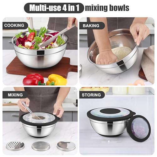 Stainless Steel Mixing Bowls with Lids Set of 6