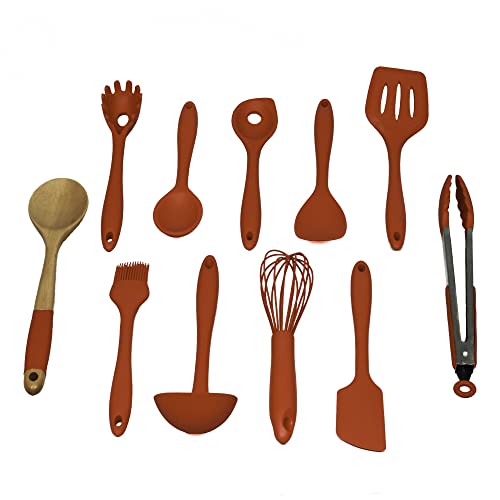 Premium Silicone Kitchen Tool and Utensil Set (11 Piece Set / Red)