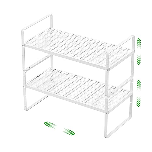 Expandable Cabinet Storage Shelf Stackable Organizer Rack for Kitchen Bathroom Pantry Spice Cupboard Coffee Countertop Home Office Desk Heavy Duty Nonslip