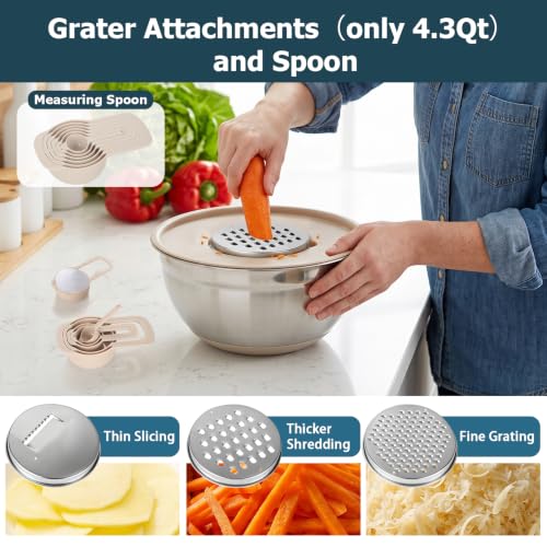 Stainless Steel Mixing Bowl Set with Lids (Khaki)