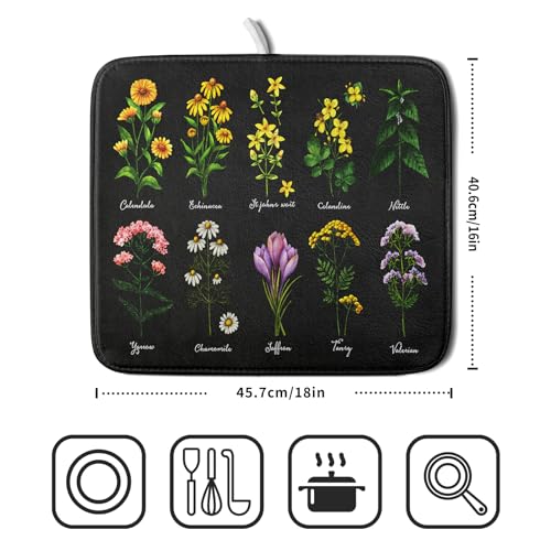 Dish Drying Mat Dishes Pad Absorbent Reversible Dish Drainer Mat Fast Dry Kitchen Counter Accessories