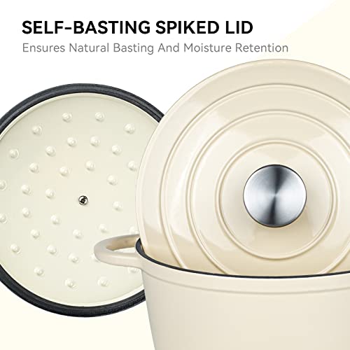4.5 Quart Enameled Dutch Oven Pot with Lid (4.5 QT / Beige)