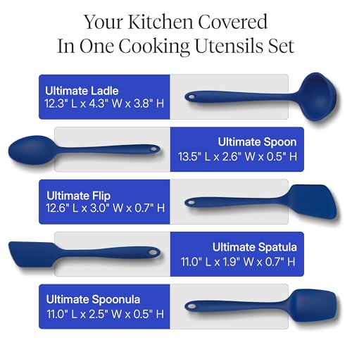 5 Piece Silicone Ultimate Kitchen Utensils Set (Navy / 5 - Piece Set)