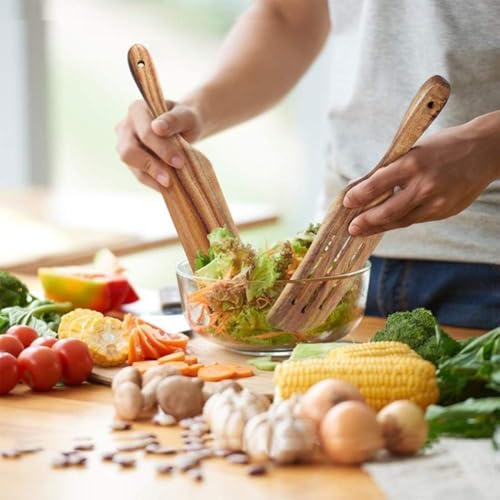 Spurtle Set Natural Acacia Wooden Kitchen Utensils Set