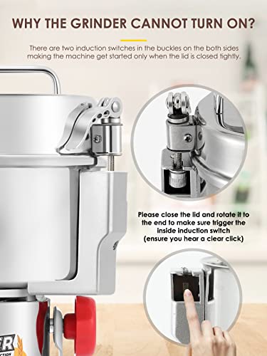 2500g Electric Grain Grinder Mill Safety Upgraded 3600W High (2500g Swing Type)