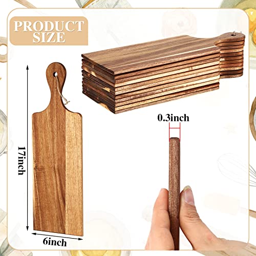 12 Packs Wooden Cutting Board Set with Handles Large Kitchen Serving Plain Chopping Board Bulk Gifts for Mom for Vegetables Meat Pizza Cheese Fruit Bread (17 x 6 Inch)