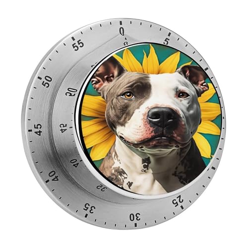 Pit Bull Dog Sunflower Kitchen Timer Mechanical No (Style-8 / One Size)