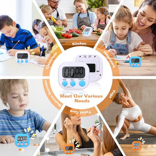 12 Pack Digital Kitchen Timers (White Orange Blue Colors / 12 Pack)