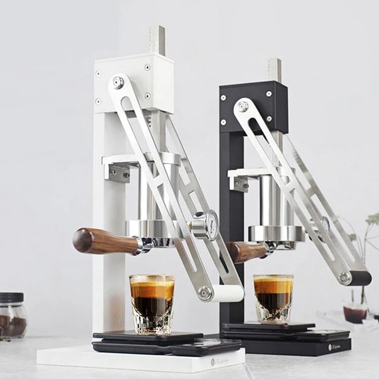 Hand Pressed Coffee Machine Manual Espresso Commercial Home Outdoor Extraction Variable Pressure Lever Coffee Machine (White)