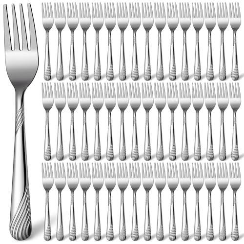 Metal Dinner Forks Bulk Set 6.9 Inches Stainless Steel Forks Silverware Flatware Salad Cutlery Mirror Polished for Home Kitchen Restaurant Eating Silverware Utensils