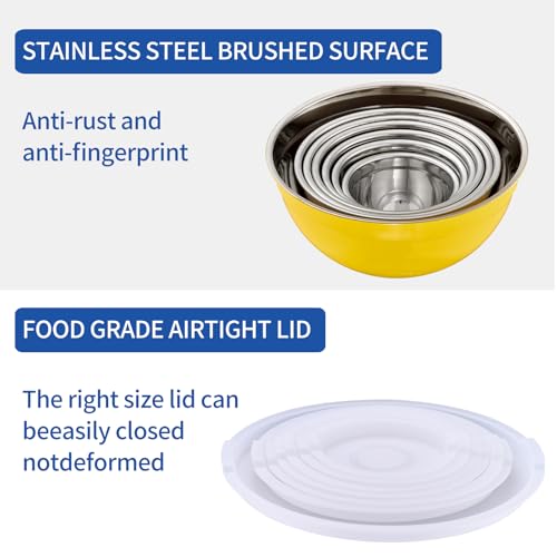 Yellow Mixing Bowls with Airtight Lids (Yellow / 7 Pieces)